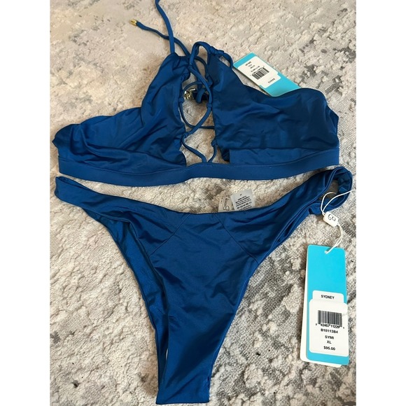 Beach Bunny SYMI Sydney Bikini Set royal Blue Halter Top XXL & Bottom XL NWT - Picture 1 of 4
